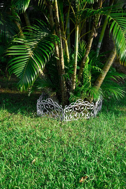 Evelyne Decorative Garden Border Edging: Faux Wrought Iron Leaf & Bird Design