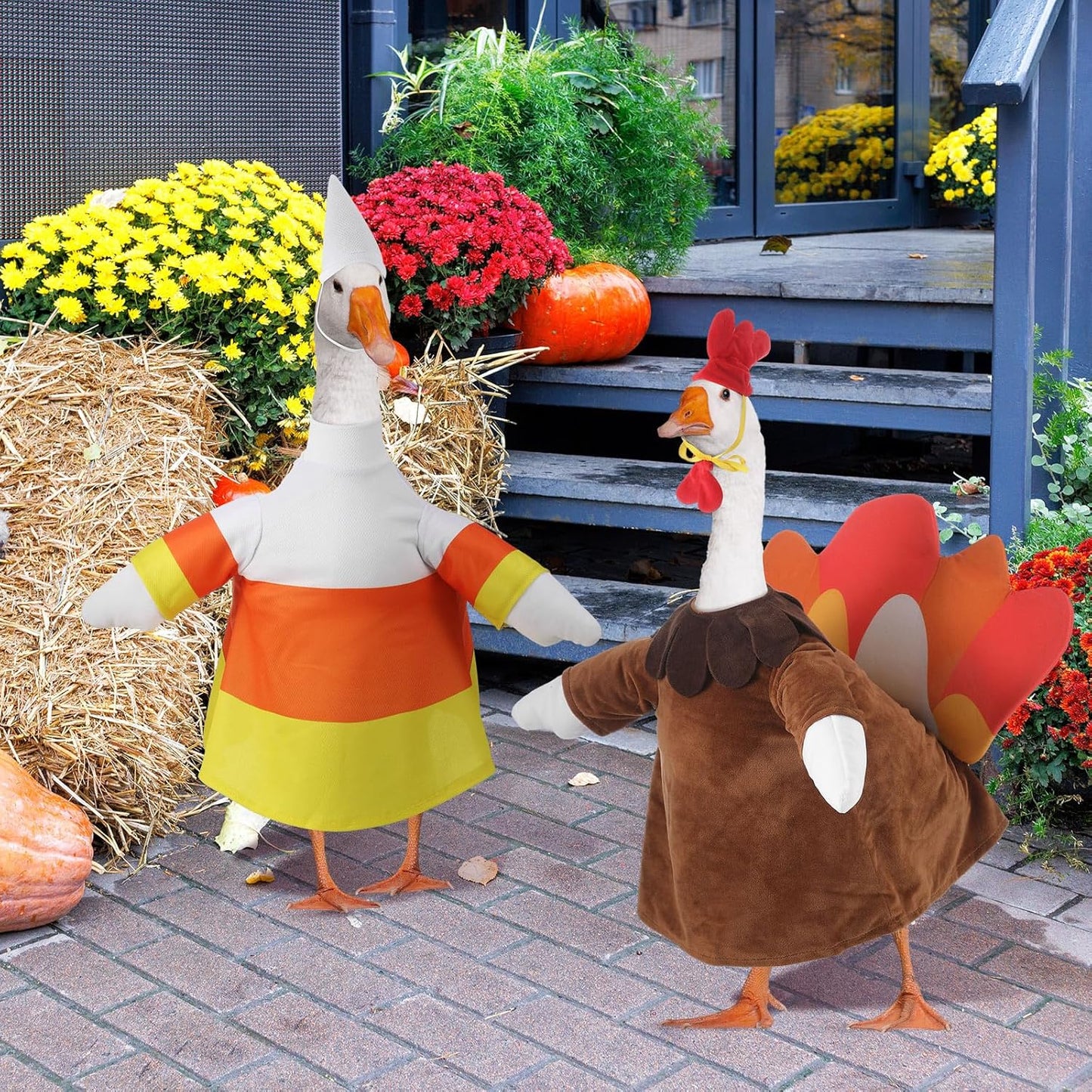 3 Set Halloween Goose Outfit Fall Christmas Lawn Porch Goose Cloth Costume Thanksgiving Xmas Outdoor Patio Yard for 23'' Lawn Gooses Outdoor Decoration