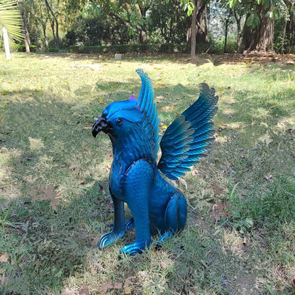 Decorative Metal Griffin Sculpture- Mythical Galen Griffin Statue, Animal Yard Art, Outdoor Decorative Figurine