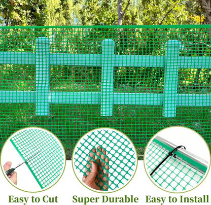 PotatoLife Plastic Wire Mesh Fence, Balcony Fence for Baby and Pets, Safety Fence, Stair Protector, Poultry, Garden, Tree Support, Durable Material, Free Zip Ties (Green, 15.7'' x 20')