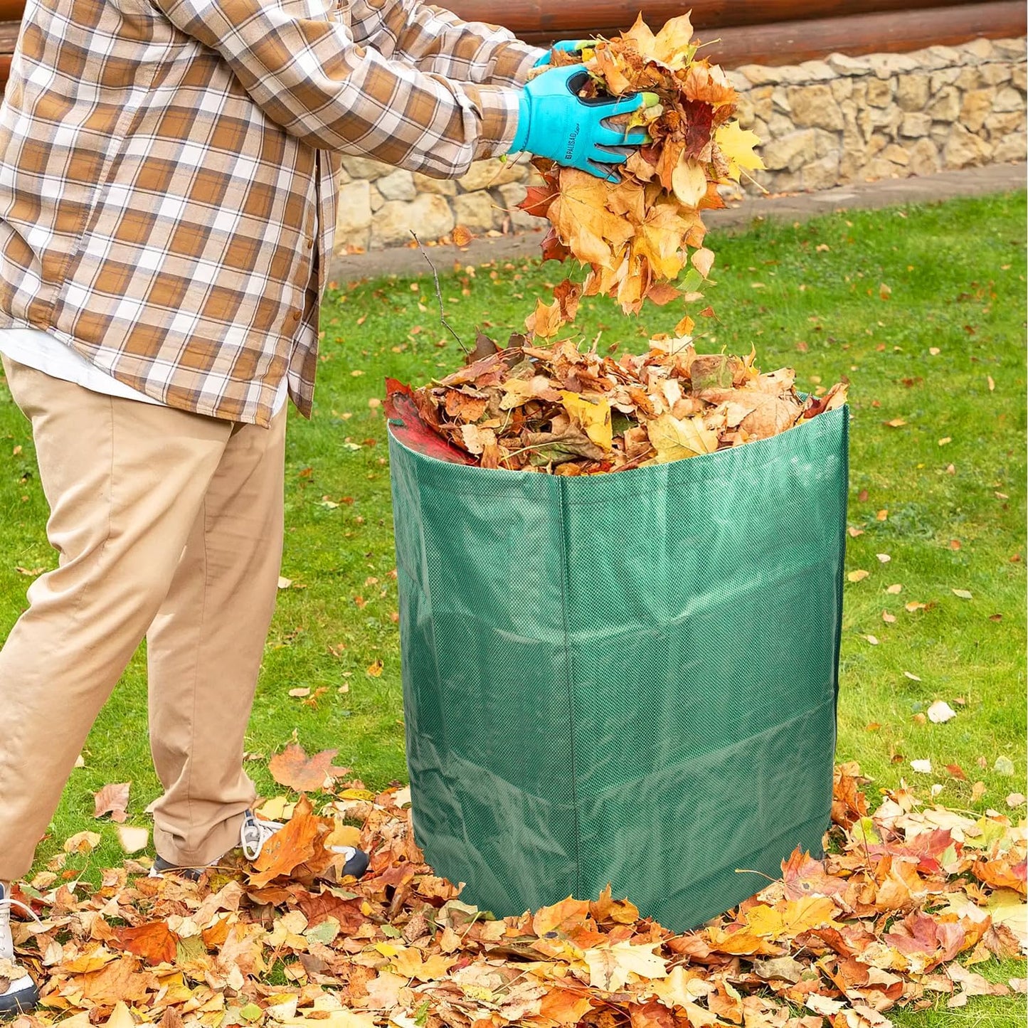 CAMPFIRE 2 Pack 53 Gallon Reusable Yard Waste Bags, Collapsible Dustpan-Type Garden Leaf Bags For Lawn Debris,Leaf Collector,Lawn And Leaf Trash Bags