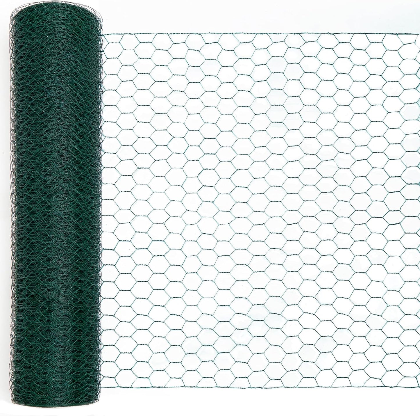 Green Chicken Wire 48 inch(H) x 100 ft(L), Anti-Rust Hexagonal Galvanized Metal Garden Netting for Floral Arrangements, PVC Coated Chicken Wire Coop for Crafts Plant Protector Pet Rabbits Fencing