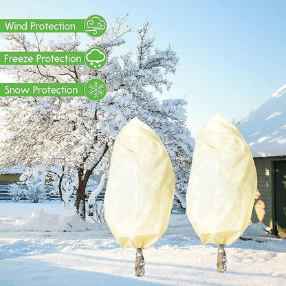 Bonviee 2 Packs Plant Covers Freeze Protection- 78.74”×94.48”Frost Cloths for Outdoor Plants, Reusable Frost Blankets for Outdoor Plants with Zipper and Drawstring for Winter
