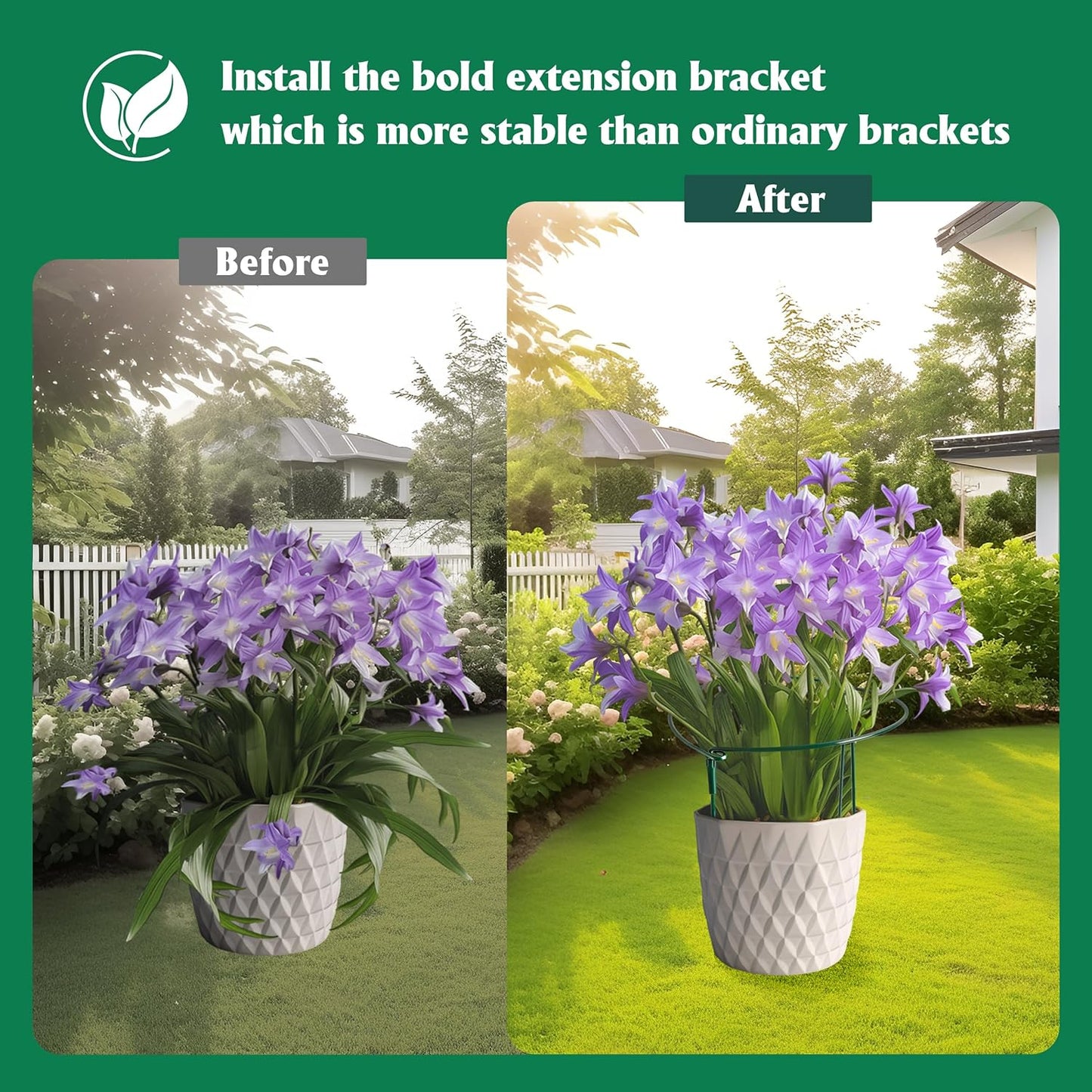 Plant Supports Stakes 6PCS, Half Round Metal Garden Stakes Plant Support For Peony Cages and Supports,Green Plant Support Ring Border for Outdoor Indoor Plants, Hydrangea (10" W x 16" H, 6 PCS)