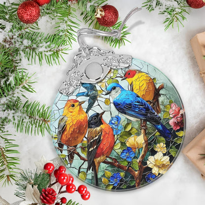 Birds on Branches Stained Glass Orament - Christmas Ornament - Christmas Decorations for Tree - Holiday Present ldeas - Gift Exchange