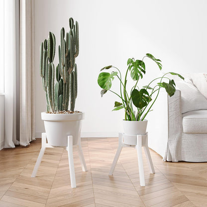 Adjustable Plant Stands Set of 2, Metal Modern Small Plant Holder, Heavy Duty Stable Flower Holder Stand Rack for 10-16 Inch Indoor Outdoor Corner Living Room Balcony Office White PS-007WH-2