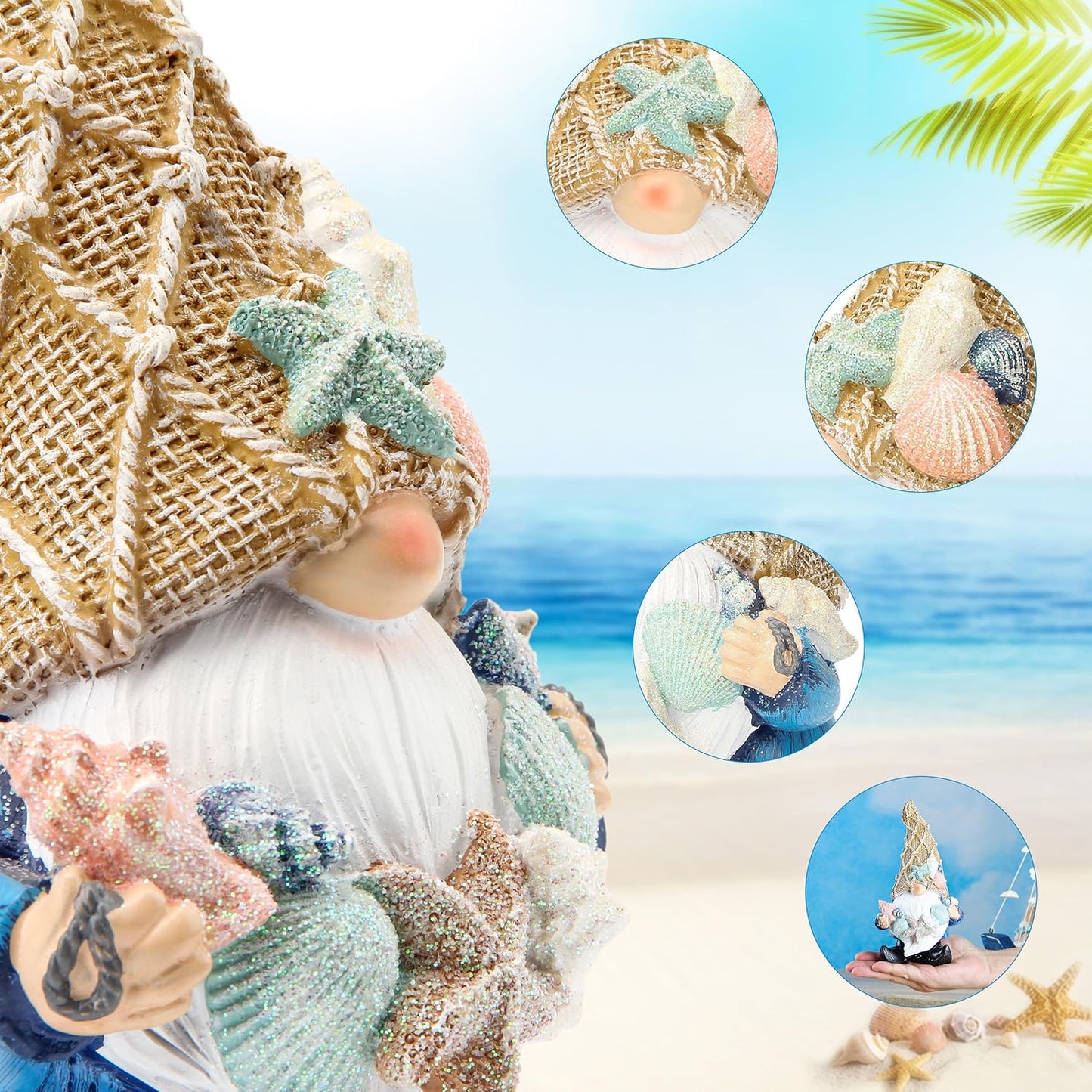 Leekung Garden Gnomes Statues - Outdoor Funny Garden Decor - Ocean Gnomes for Indoor/Outdoor, Beach, Patio, Lawn, Yard, Porch, Bookshelf Gifts