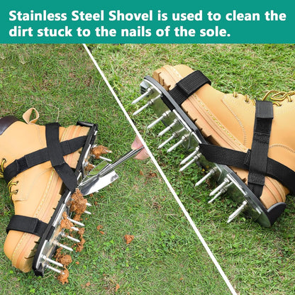 Lawn Aerator Shoes for Grass - Pre-Assembled Grass Aerator Shoes for Lawn - Soil Yard Aerator Tool for Aerating Patio Garden, Black