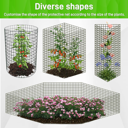 8 Pack Plant Protectors from Animals, 24"x 12" Wire Plant Protector, Wire Cages for Plants with Stakes and Cable Ties, Metal Plant Cages for Plants, Vegetables, Flowers