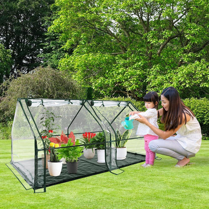 U'Artlines Portable Mini Greenhouse 9x3x3 Ft Small Greenhouse for Outdoors with Waterproof Pad, Little Green Houses Plant Cover Tent for Outside Garden Small Plants, Clear PVC
