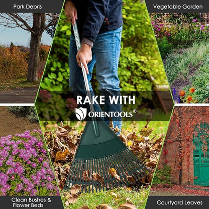 ORIENTOOLS Garden Leaf Rake, Garden Rakes for Lawns Leaves with 65.7" Foldable Handle Rake, 26 Strong Tines Plastic Head Shrub Rake, Yard Garden Rake for Lawns, Grass, Flower Beds Leaves Cleaning