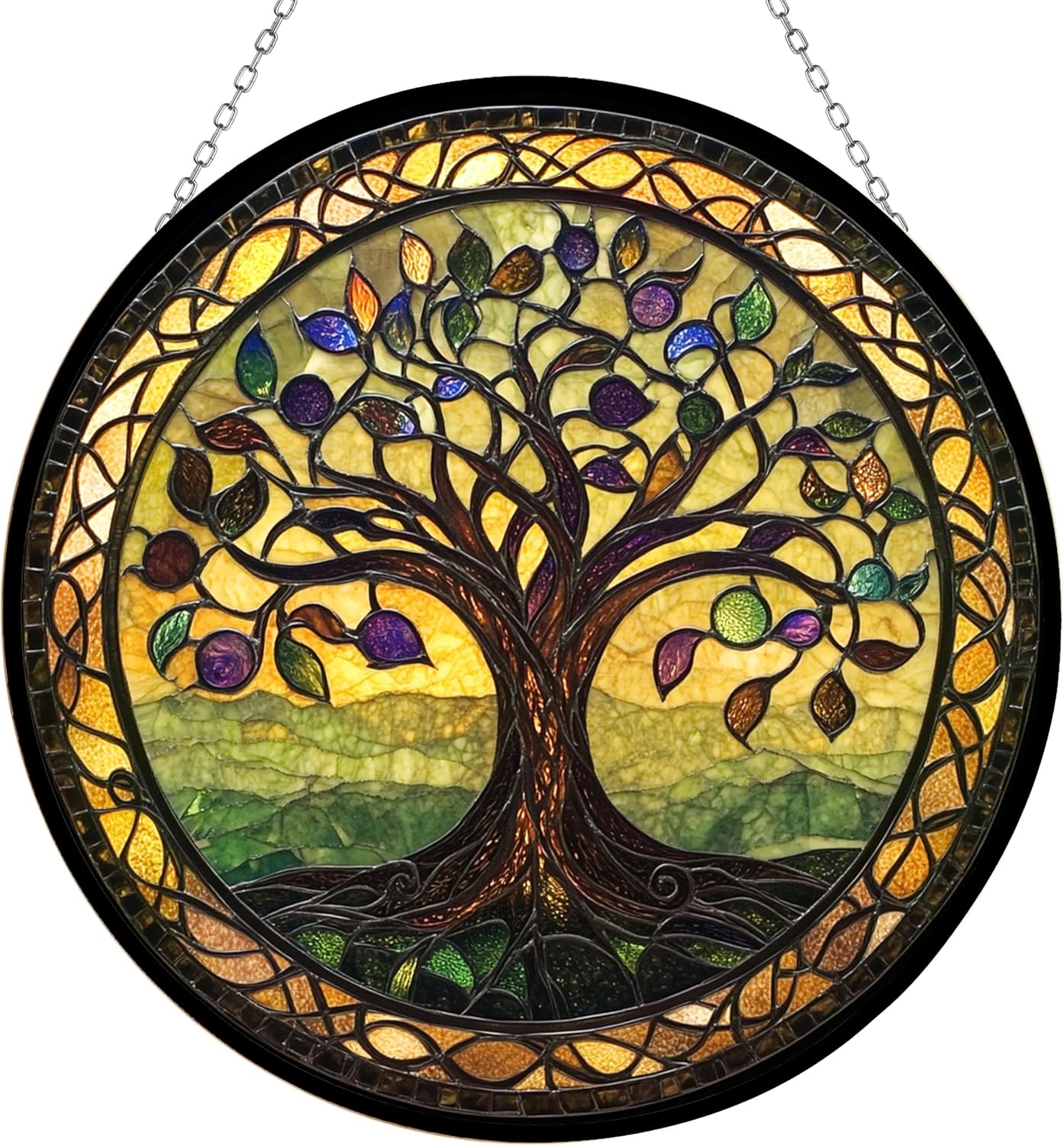 Tree of Life Stained Glass Sun Catcher by Clare Donovan, Wall Hanging Colored Decor Room Indoor Window Decor, Halloween, Christmas Hanging Ornament Mother Day