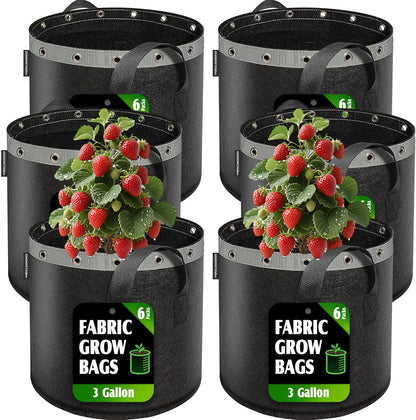 3 Gallon Grow Bags 6 Pack,Premium 3 Gallon Fabric pots for Healthy Plant Growth - Durable and Reusable Garden Bags to Grow Vegetables,Fruits,and Flowers