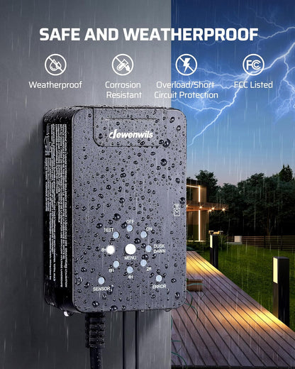 DEWENWILS 60W Low Voltage Transformer with Remote Control, 120V AC to 12V DC, Dusk to Dawn Sensor & Timer, Weatherproof Low Voltage Landscape Transformer for Spotlights, Garden Lights, Pathway Lights