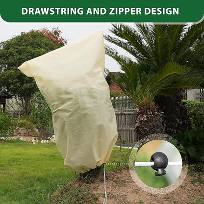 6 Packs Plant Covers Freeze Protection Jacket, 31.5" x 47.2", 2.2 oz Thick Frost Blankets for Outdoor Garden Plant Tree in Winter Cold Weather, Heavy Duty Reusable Frost Cloth Bags with Drawstring