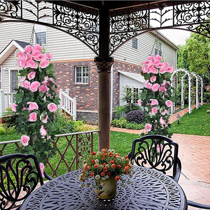 RECUTMS Fake Hanging Flower, 2PCS Artificial Rose Vine Plants Flowers Wedding Home Decoration and Wall Décor 3.3Ft (Pink)