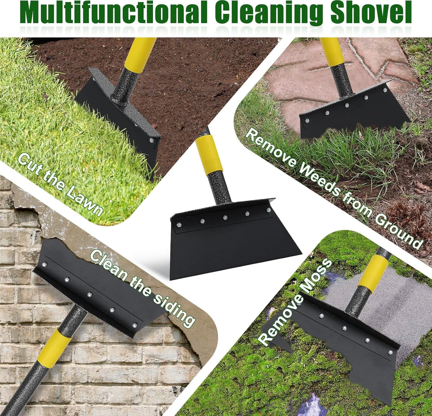 Heavy-Duty Garden Shovel 60inch All-Season Outdoor Tool with 4.3" Wide Blade, Rust-Proof Steel & Ergonomic Handle for Seniors (Weed Removal, Snow Scraper, Moss Cleaner)