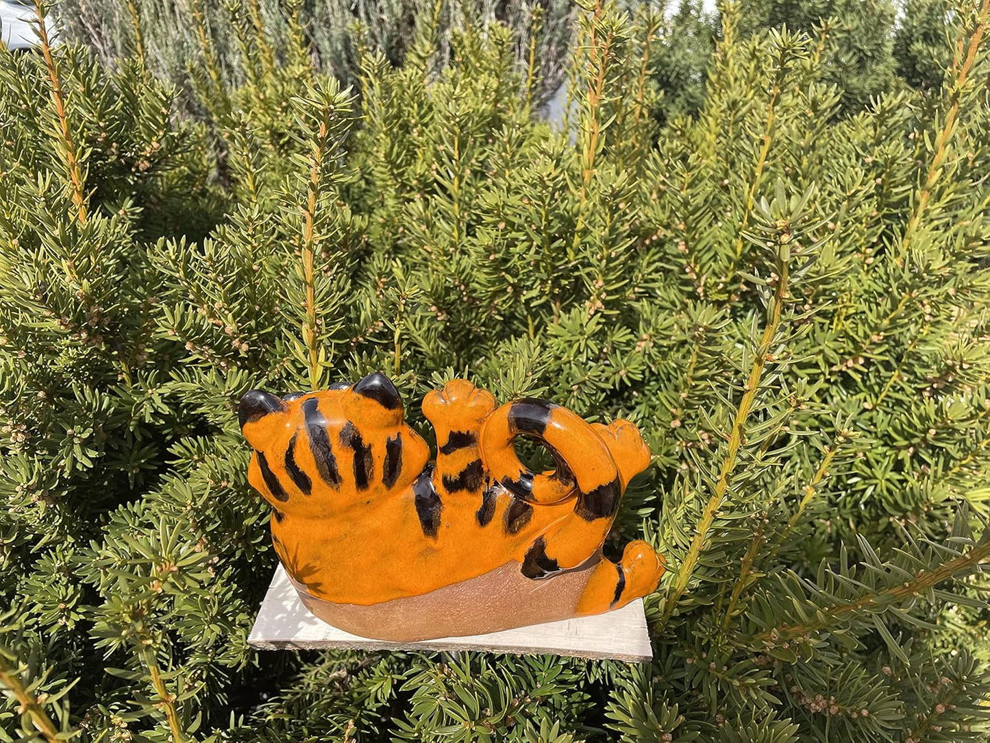 Ceramic Garden Decor - Cat Lawn Stake - Outdoor Statue - Perfect, Unique Gifts for Gardeners Woman, Men, Yard Gifts - Handmade, Frostproof