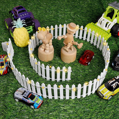 Mini Fairy Garden Fence, 35.5 Inch Cuttable Small Wood Picket Fence, DIY Miniature Accessories Decoration for Dollhouse, Crafts, Vegetable Platter, Cake(White)
