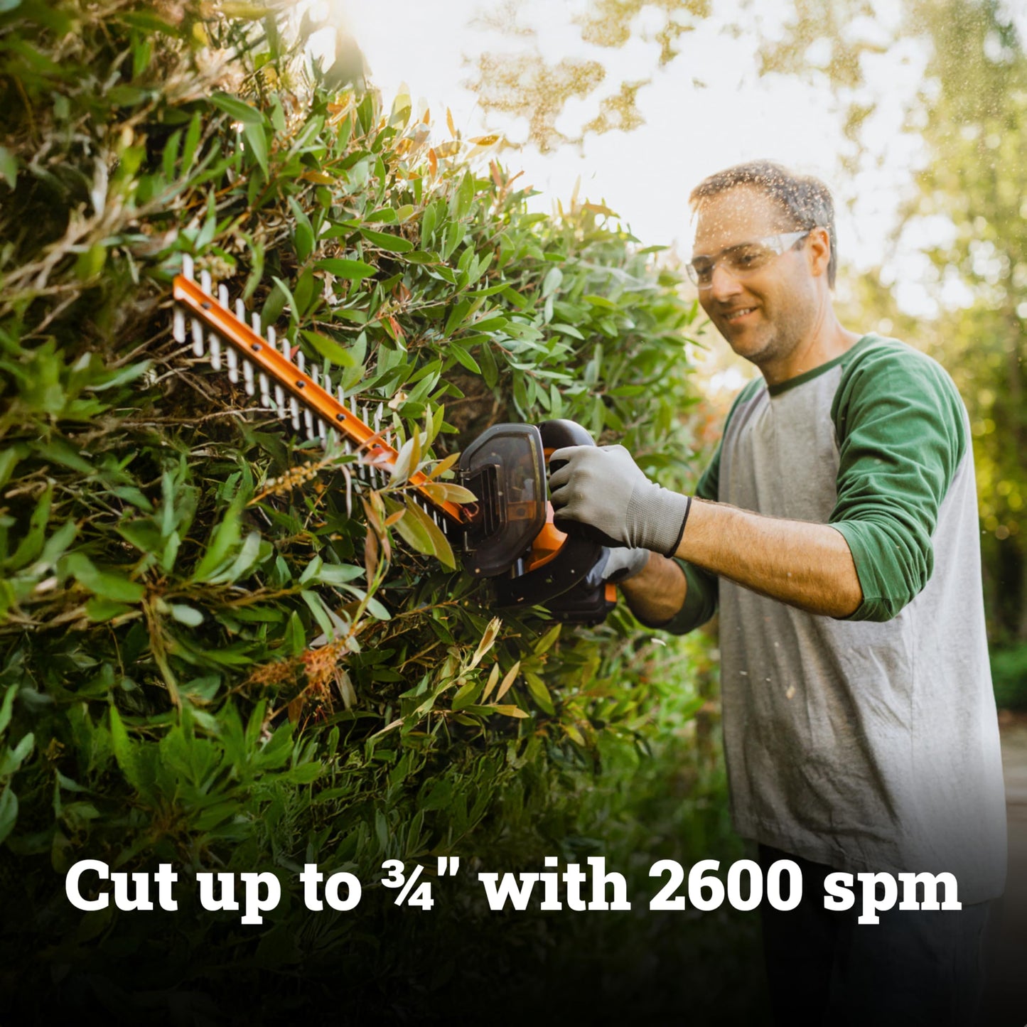 WORX 22" Cordless Hedge Trimmer, Electric Hedge Trimmer with Dual-Action Blades, Lightweight Bush