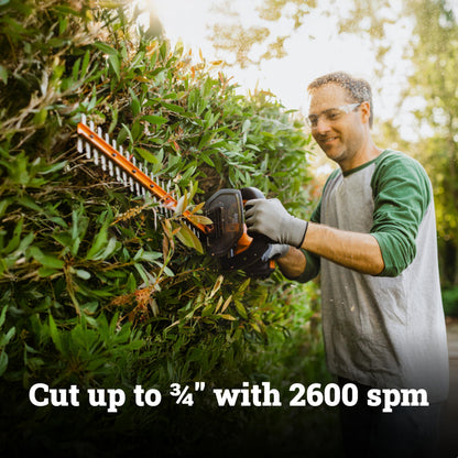 WORX 22" Cordless Hedge Trimmer, Electric Hedge Trimmer with Dual-Action Blades, Lightweight Bush