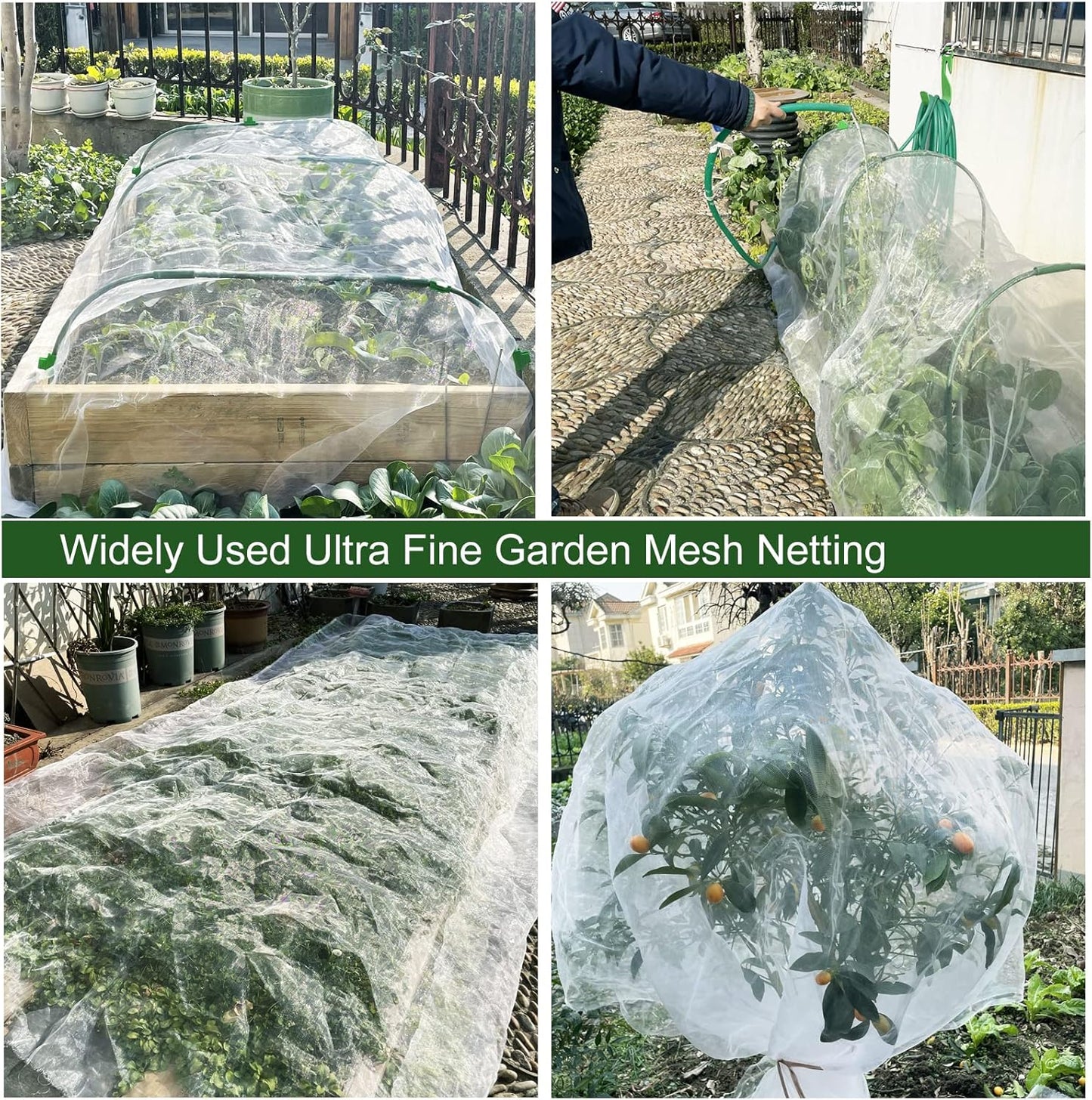 Garden Netting 10x33Ft, Ultra Fine Plant Cover, Insect Netting Barrier Mesh for Plants Vegetables Fruits Flower, Row Covers Raised Bed Protection Net, Birds Animals Screen
