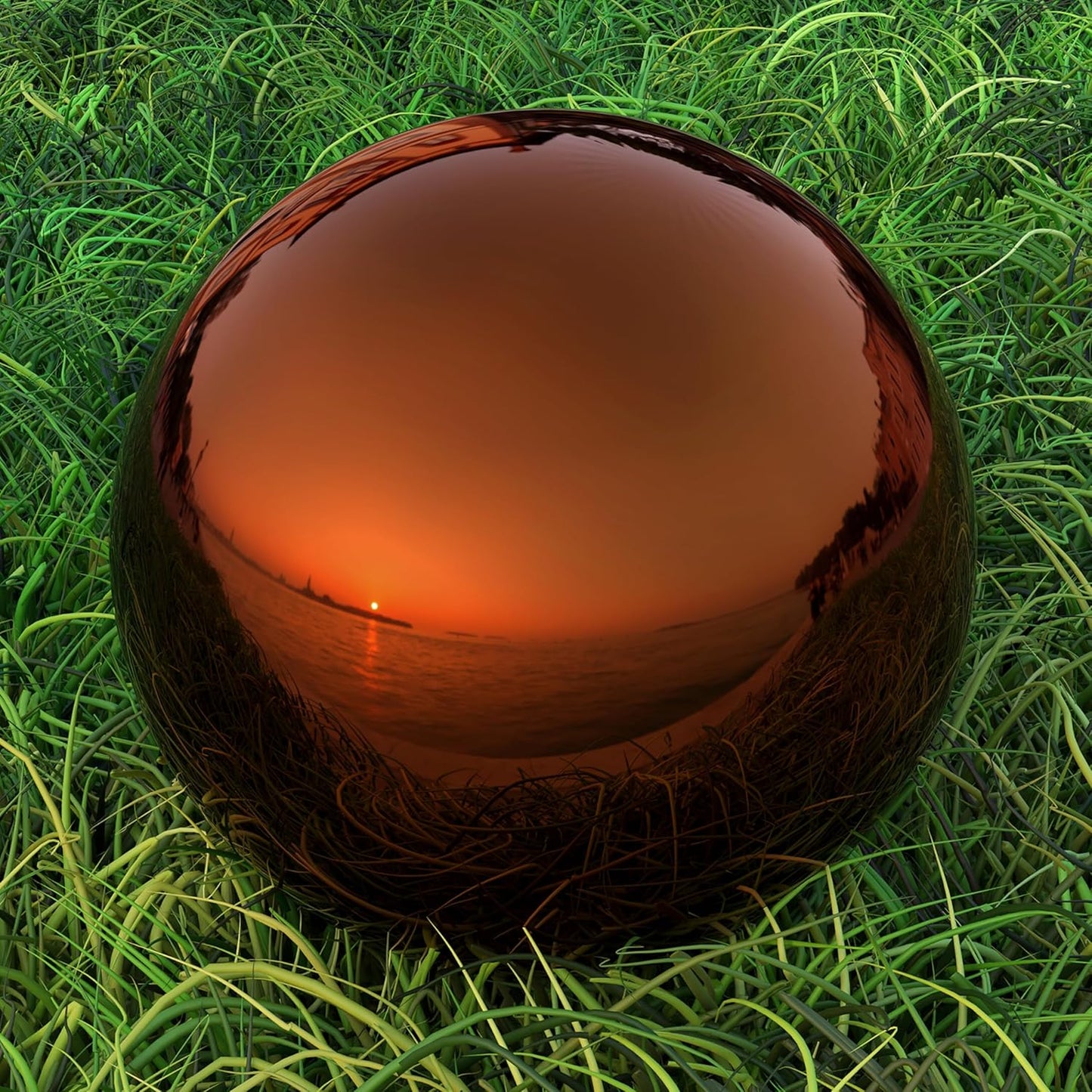 Lulu Decor, Copper Stainless Steel Gazing Mirror Ball Size 12, Smooth Shiny Finish Garden Decoration Globe