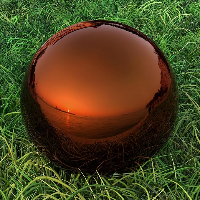 Lulu Decor, Copper Stainless Steel Gazing Mirror Ball Size 16, Smooth Reflective Shiny Garden Decoration Globe