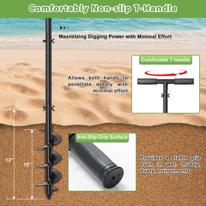 Post Hole Digger, Hand Auger Spiral Drill for Planting, 38 Inch Long Post Hole Digger Manual Earth Auger for Fence Posts, Sand, Bulb, Seedlings, Tree, Mail Box, Non Slip T Handle