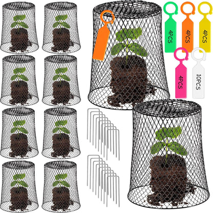 10 Pcs Garden Chicken Wire Plant Covers, 11x11Inch Metal Wire Garden Cloches Chicken Wire Cloche Plant Protector Heavy Duty Garden Plant Cloche for Keeping Bunnies Chicken Squirrels Birds Other Out