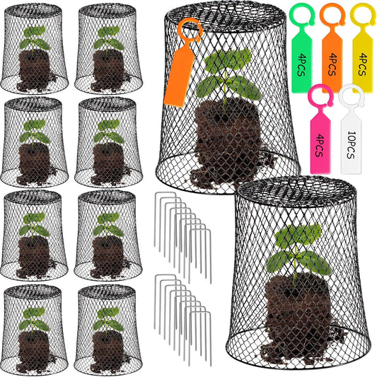 10 Pcs Garden Chicken Wire Plant Covers, 11x11Inch Metal Wire Garden Cloches Chicken Wire Cloche Plant Protector Heavy Duty Garden Plant Cloche for Keeping Bunnies Chicken Squirrels Birds Other Out