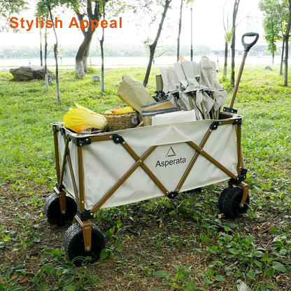 Collapsible Wagon - 330lbs Heavy Duty; Beach & Garden Cart with Big Wheels;White Wagons Carts for Grocery Sports Garden Shopping Camping