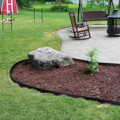 KOL Galvanized Steel Garden Lawn Edging, 6-Pack Black Bendable Metal Landscape Edging Strips - Heavy Duty Hammer-in Border with 7 Clips - 16-Gauge - 40" L x 6.5" H (20FT Total Length)