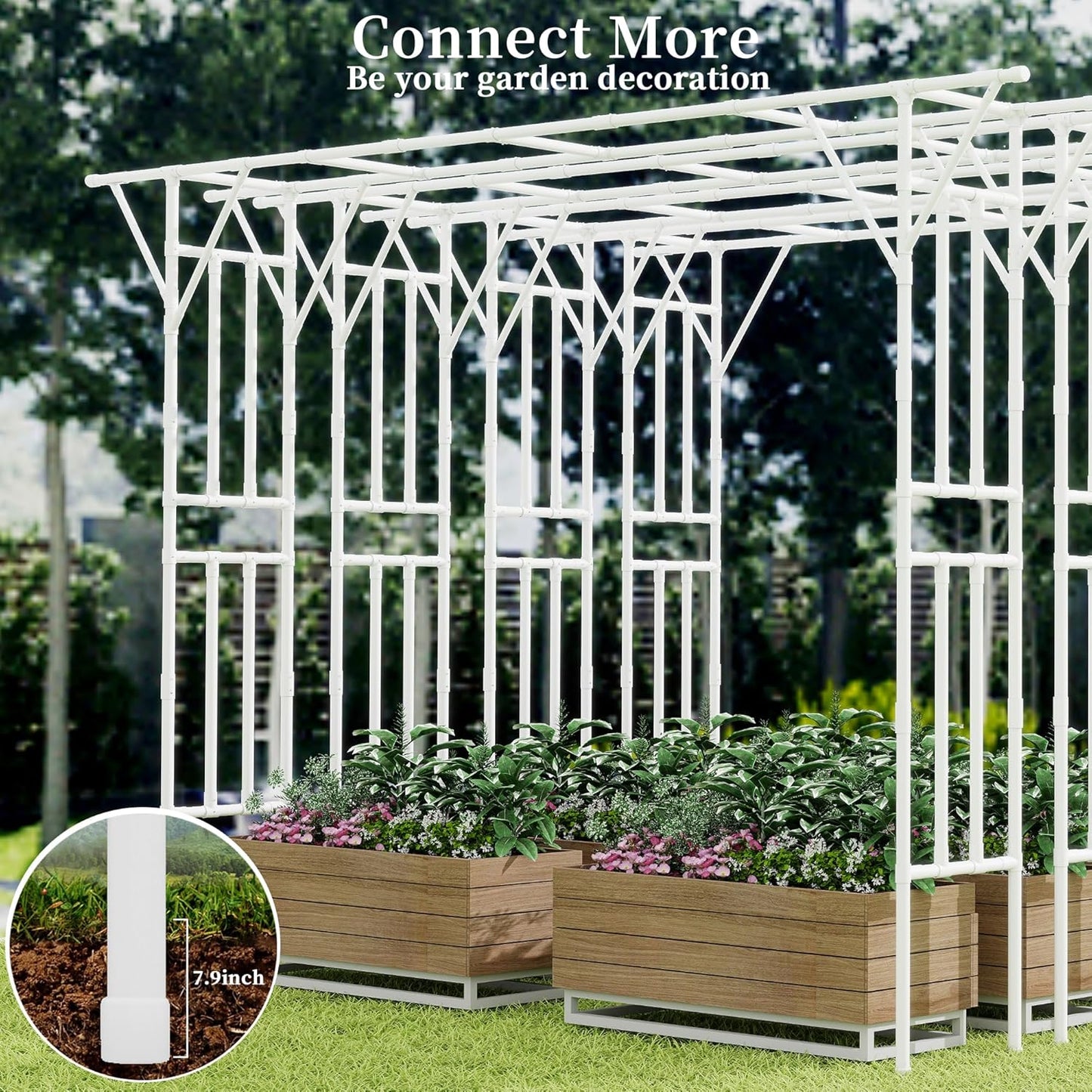 Flat Top Garden Arch Trellis 11FT x 9FT, Super Large Arbor Trellis for Climbing Plants Outdoor 141.7in x 108in x 19.7in, Metal Garden Frame for Backyard, Lawn, Archway, Wedding Decoration, Patio White