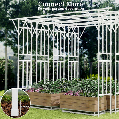 Flat Top Garden Arch Trellis 11FT x 9FT, Super Large Arbor Trellis for Climbing Plants Outdoor 141.7in x 108in x 19.7in, Metal Garden Frame for Backyard, Lawn, Archway, Wedding Decoration, Patio White