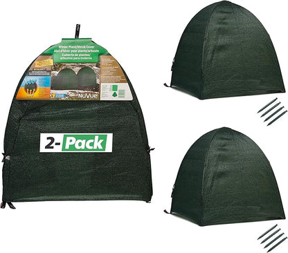 NuVue Products 22252 Winter Snow and Ice Covers for Plants, Shrubs, and Small Trees, Winter Shrub Covers for Snow and Freeze Protection, Pack of 2, Green, 28" x 28" x 30"
