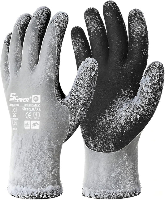 Schwer 2 Pairs 100% Waterproof Winter Work Gloves, ANSI A2 Cut Resistant Freezer Gloves for Outdoor Cold Weather Keep Hands Warm, Enhanced Warmth & Durability, for Shoveling Snow, Ice Fishing, XL