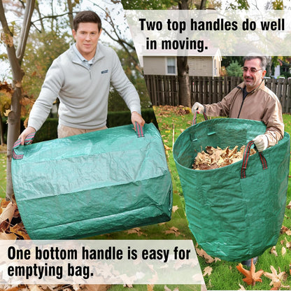 Gardzen 3-Pack 72 Gallon Yard Waste Bags, Reusable Heavy Duty Collapsible Garden Leaf Bags with Plastic Ring, Stand-Up Yard Waste Bin for Leaves, Lawn Debris & Grass Clippings