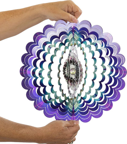 VP Home Floral Burst Mandala Kinetic Wind Spinner for Yard and Garden Wind Spinner Outdoor Metal Large Hanging Mandala Decor 3D Garden Art Wind Sculpture Spinners