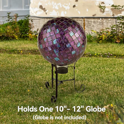 Lily's Home Metal Gazing Ball Stand for 10 or 12 inch Metal and Glass Garden Gazing Globes. Black. 9-inch Tall
