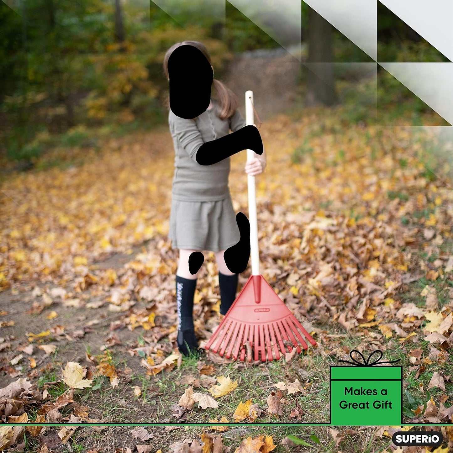 Kids Rake with Hardwood Handle, Durable Plastic Head to Sweep Leaves in Lawn and Tidying Up The Garden, 34" (Red), 6 Pack