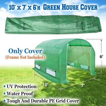 Strong Camel Greenhouse Replacement Covering for Outdoor Larger Hot Garden House , Support Arch Frame Climbing Plants/Flowers/Vegetables (10' X7'X6', Cover)