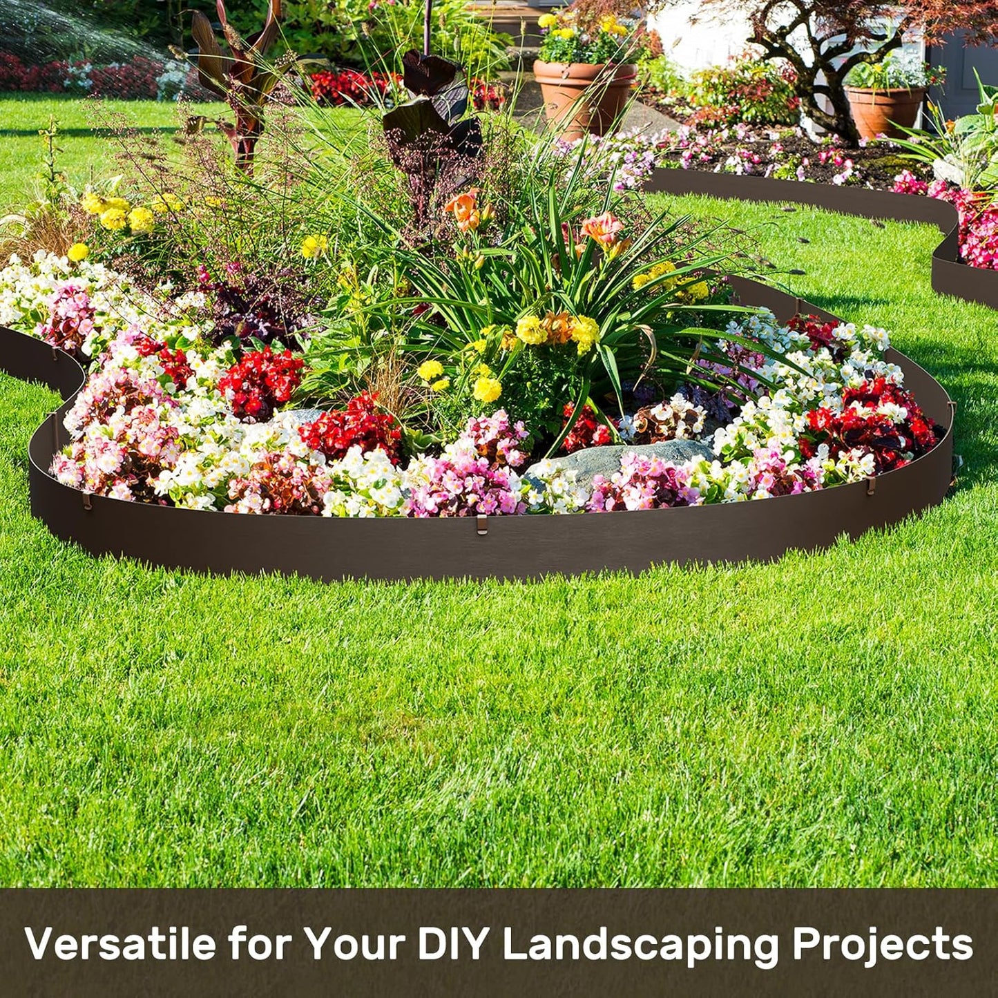 AGTEK 78FT Plastic Landscape Edging Coil Kit, 4 inch High Terrace Board Garden Edging Border with 24 Stakes
