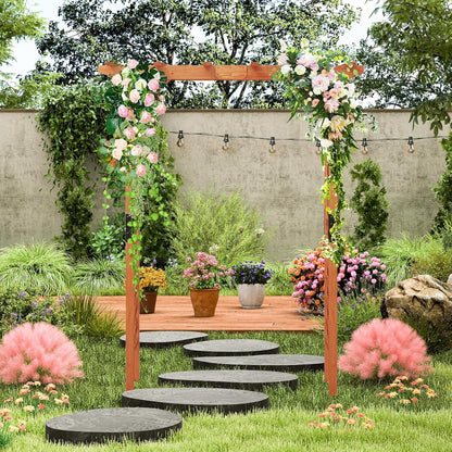 S AFSTAR 84" Wooden Garden Arbor, Plant Climbing Arch Trellis Pergola Archway Wedding Arch for Outdoor, Yard, Ceremony Christmas Decoration (Brown)