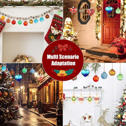 Hand Blown Glass Gazing Balls for Garden Love Heart Hanging Friendship Balls Christmas Ball Ornaments for Xmas Tree Decoration (Red - A)