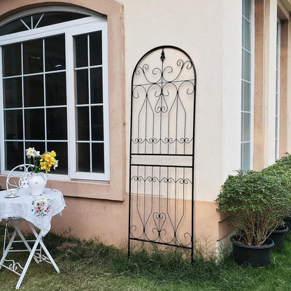 SCENDOR Metal Trellis 82.7" H x 26.7" W Tall Powder-Coated Black Garden Trellis Wrought Iron Heavy Scroll Metal Decoration Lawn Patio for Rose Clematis Ivy Weather Resistant Garden Addition 1 Pack