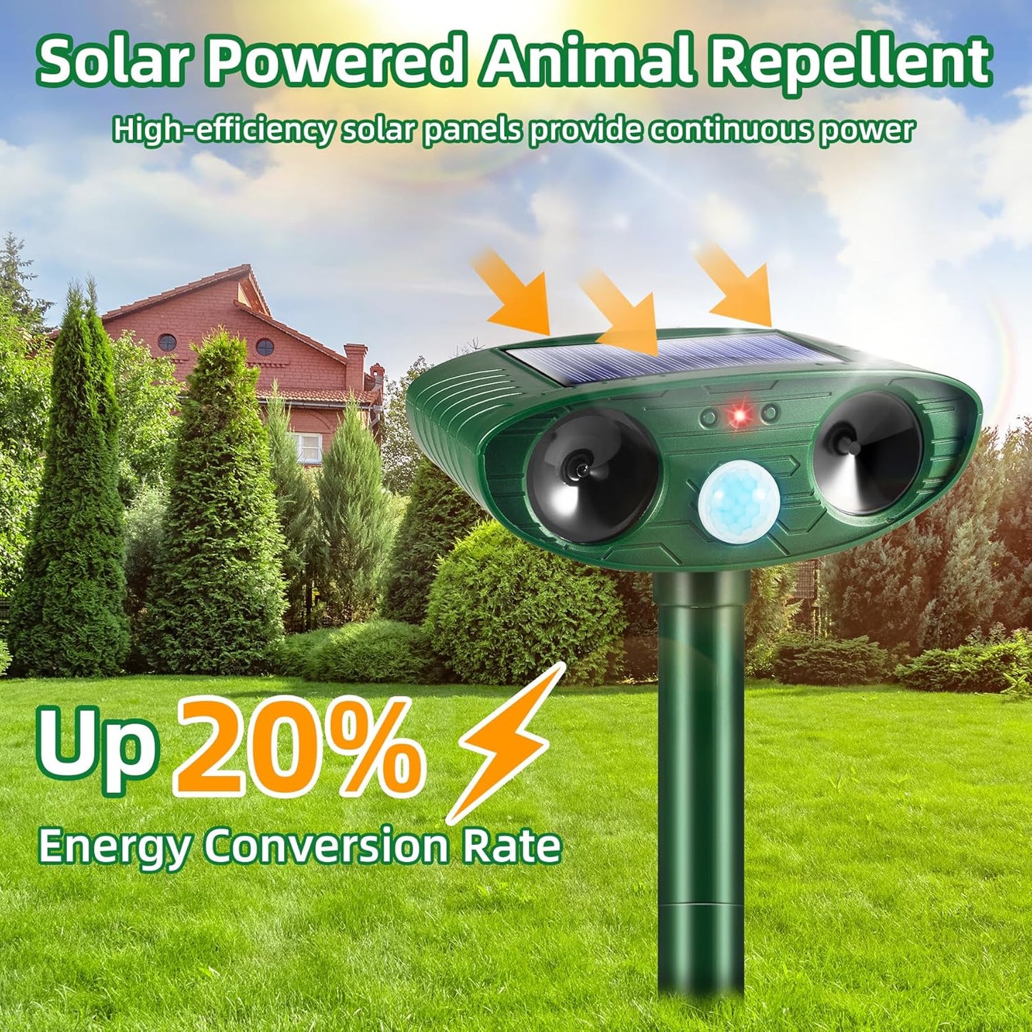 2 Pack Solar Animal Repellent Ultrasonic Outdoor Squirrel Racoon Fortress pro,Cat Deer Repellent with Motion Sensor,Waterproof Mouse Dog Skunk Rabbit Deterrent for Yard