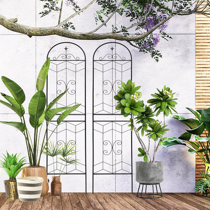 Metal Garden Trellis Rustproof Trellis for Climbing Plants Outdoor Flower Support (Black-4 Pack, 86.7"x19.7")