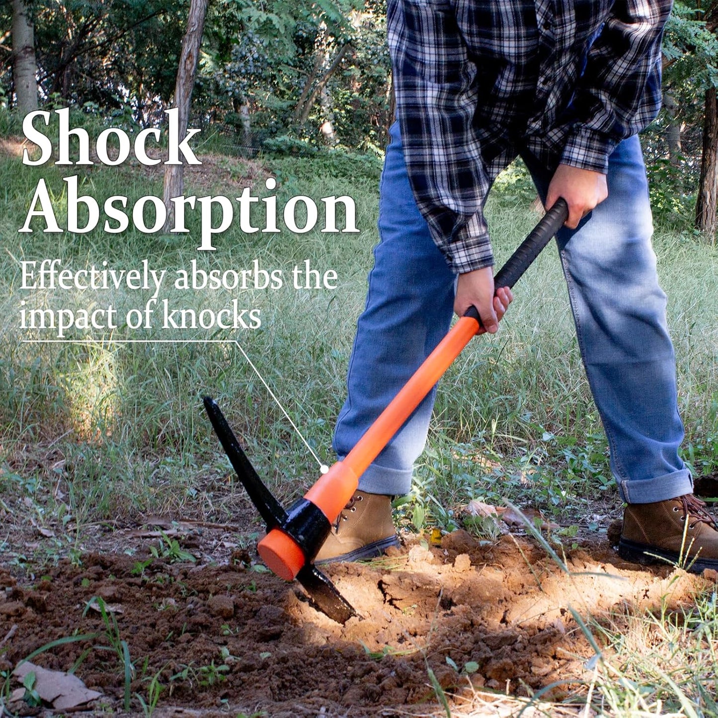 VNIMTI Pick Axe for Digging, Heavy Duty Pickaxe with Shock Absorbing Handle, 36 Inches