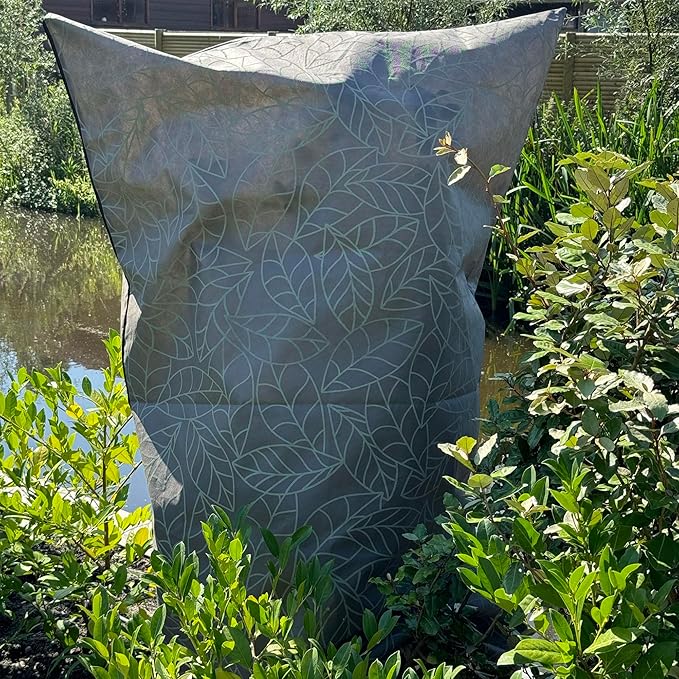 Plant Covers Freeze Protection 59"x91" in 2 Pack | Brown Winter Frost Blankets for Outdoor Plants | Reusable Garden Cover Bags with Zipper Drawstring | Cold Weather Shrub Protection Cloth
